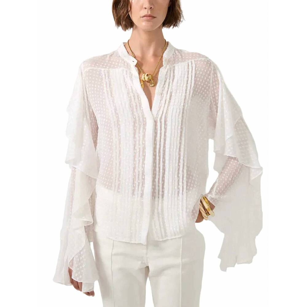 NEW BARBARA BUI plumetis silk shirt in white